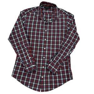 Mizzen+Main Leeward Trim Fit Button Down Shirt Mens L Navy Red Check